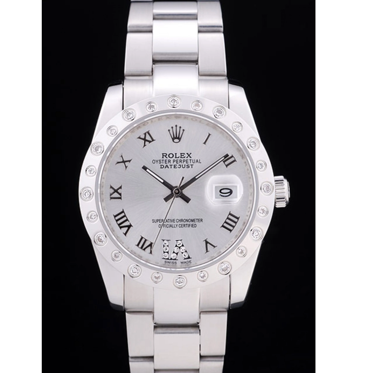 Rolex copies cheap Silver 7468 Dial Rolex Datejust Bezel Diamond 0625